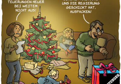 Der aktuelle Karl-Berger-Cartoon im GLB-Magazin DIE ARBEIT
